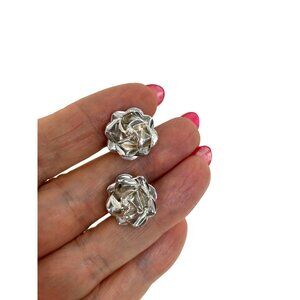 Women’s Sterling Silver Earrings Rose-Shaped 925 Mexico Vintage Handmade Mexico